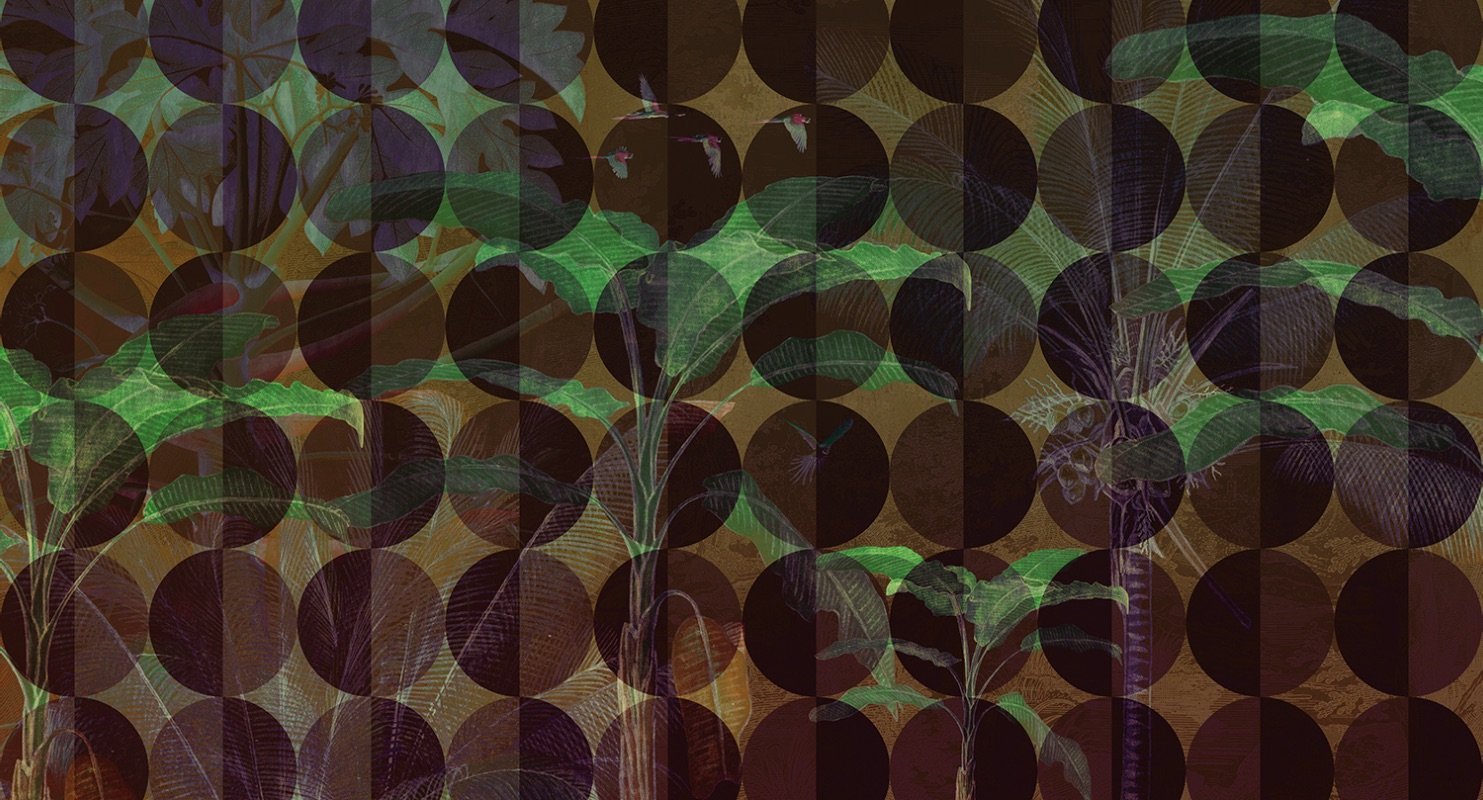 Violet - Circular Tropics digital print Muance Green   11002