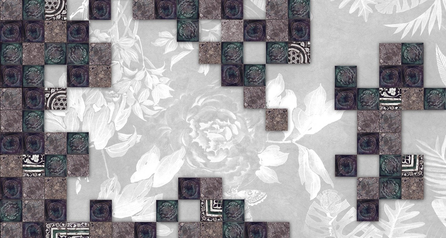 Violet - October Rain digital print Muance Grey   11057