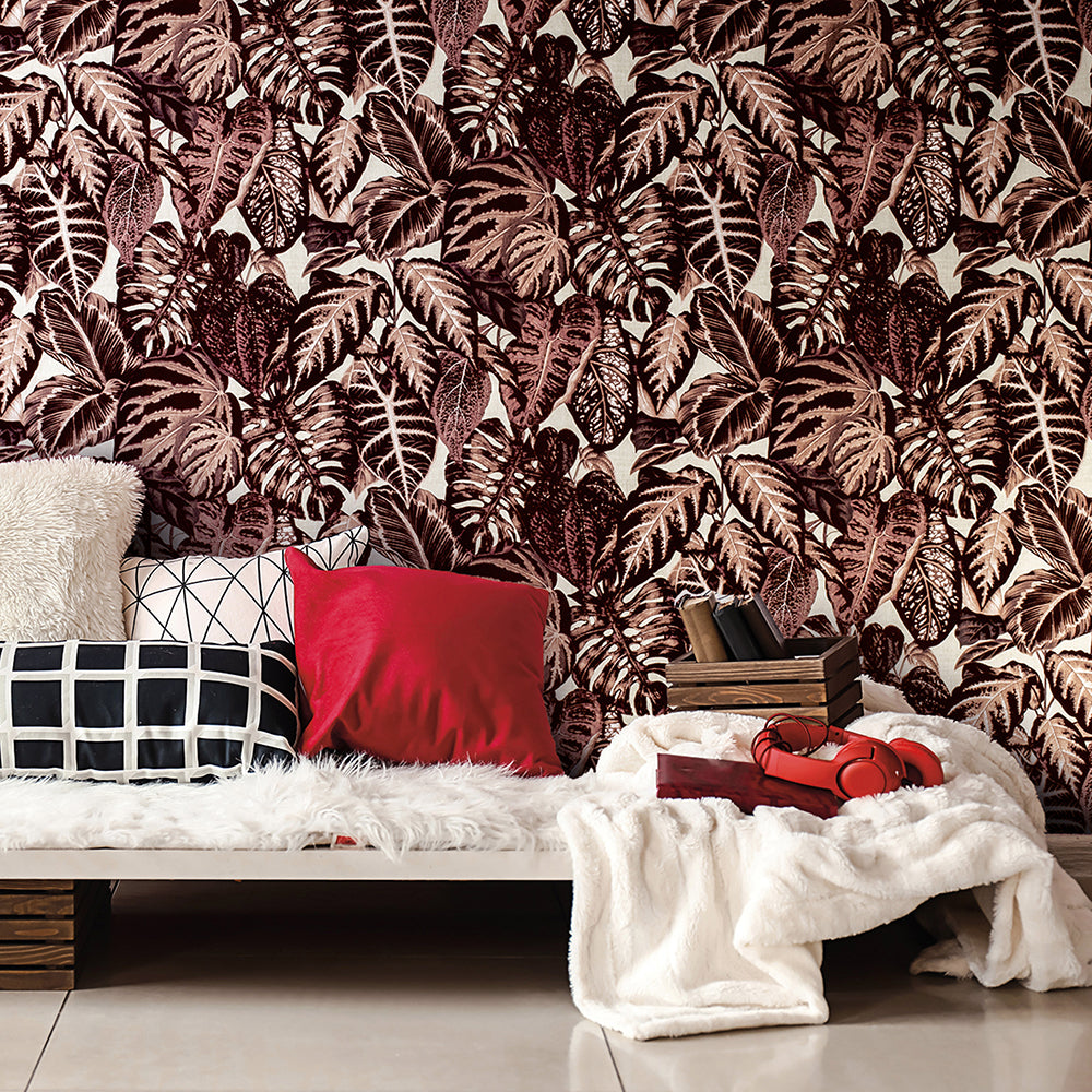 Feel - Flocked Elephant Leaf botanical wallpaper Hohenberger    